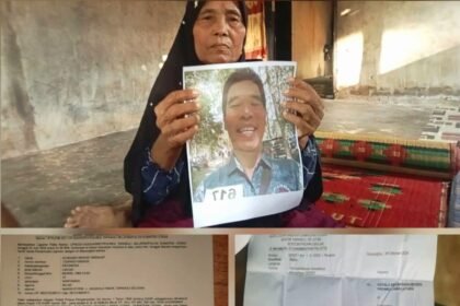 Samita Boru Siregar, ibu Suwandi minta keadilan untuk Suwandi Hidayat Harahap, dugaan korban pengeroyokan di Padang Lawas Utara pada 24 Juni 2024 lalu, (30/11/2024).