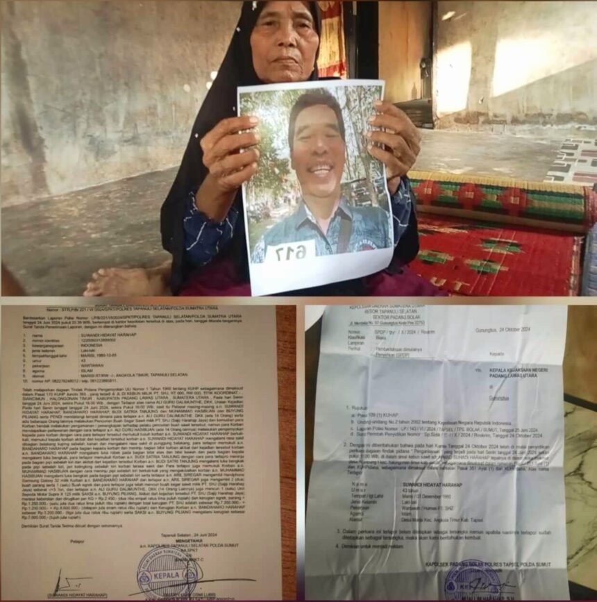 Samita Boru Siregar, ibu Suwandi minta keadilan untuk Suwandi Hidayat Harahap, dugaan korban pengeroyokan di Padang Lawas Utara pada 24 Juni 2024 lalu, (30/11/2024).