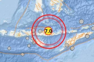 Gempa M 7,0 Guncang wilayah timur laut Mbay, Kabupaten Nagekeo, Nusa Tenggara Timur (NTT), Sabtu (15/8/2026).